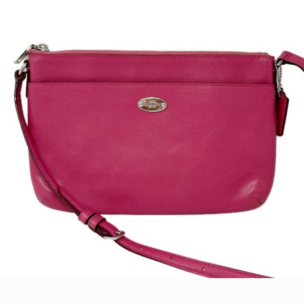 EUC  Coach Dark Pink Crossbody Bag w/ Silver Hardware